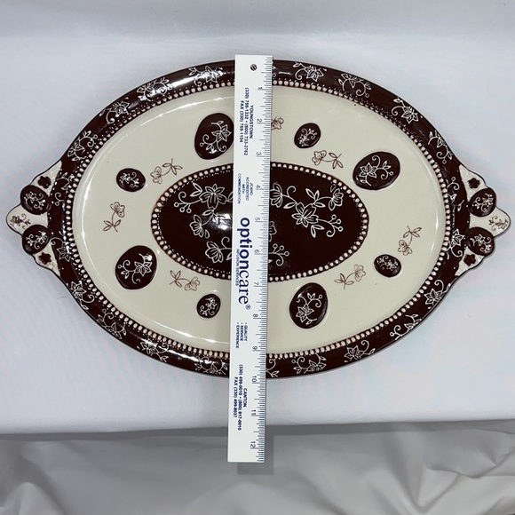 Temptations Brown Floral Lace 15 1/2”x 10” Serving Platter - Picture 9 of 10